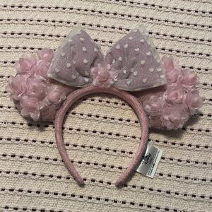 Pink Floral Tulle Minnie Ear Headband